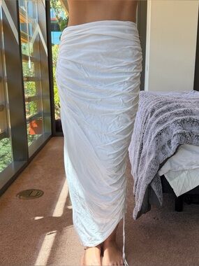 House of CB White Summer Long Skirt with Slit